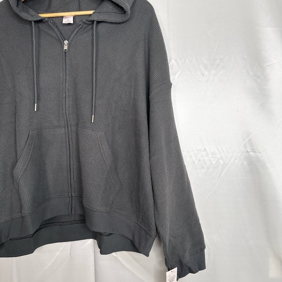 NWT Auden Waffle Knit Lounge Set Hoodie & Shorts Dark Gray Size 2X - Picture 8 of 12